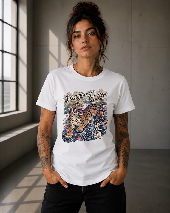 Japanese Tiger Graphic Tee | Strength Grace Streetwear T-Shirt