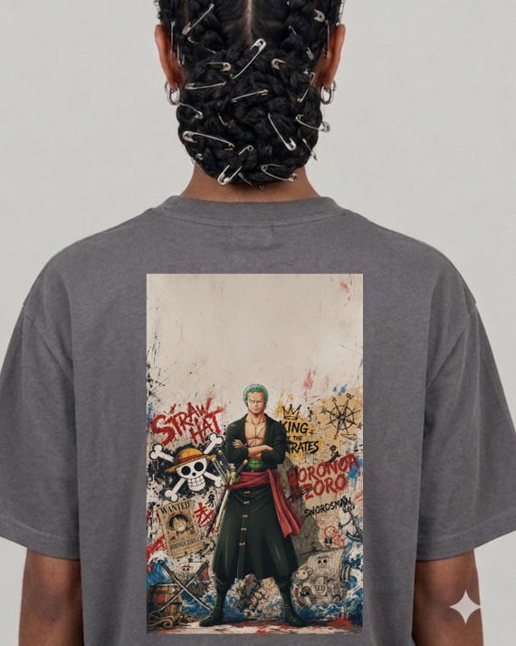 Zoro Roronoa Graphic T-Shirt, One Piece Anime Manga Streetwear Tee