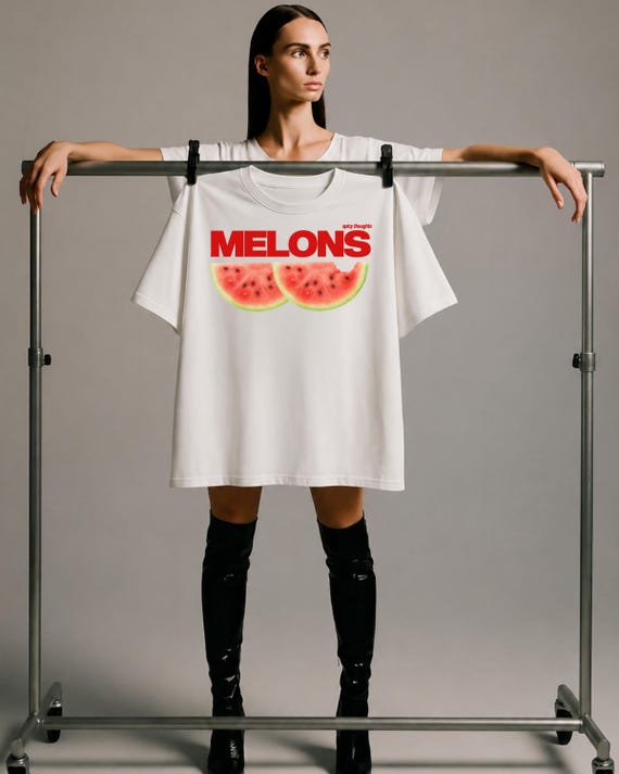 Oversized Faded Melons Graphic Tee, 100% Cotton Unisex Shirt, Summer Fruit Print