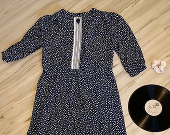 70's Vintage Polka punto Lady Carol vestido plisado
