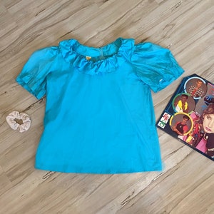 Vintage 60’s Blue Ruffled “Partners Please” Blouse