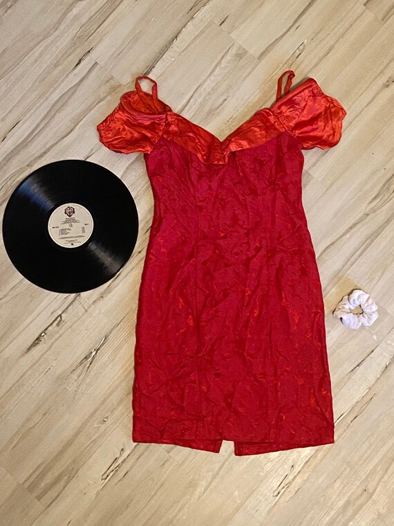70's Vintage Formal Red Contempo Dress