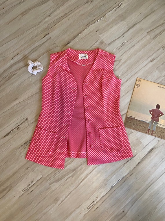 Vintage 70’s Pink Polka Dotted Hamilton Vest - image 2