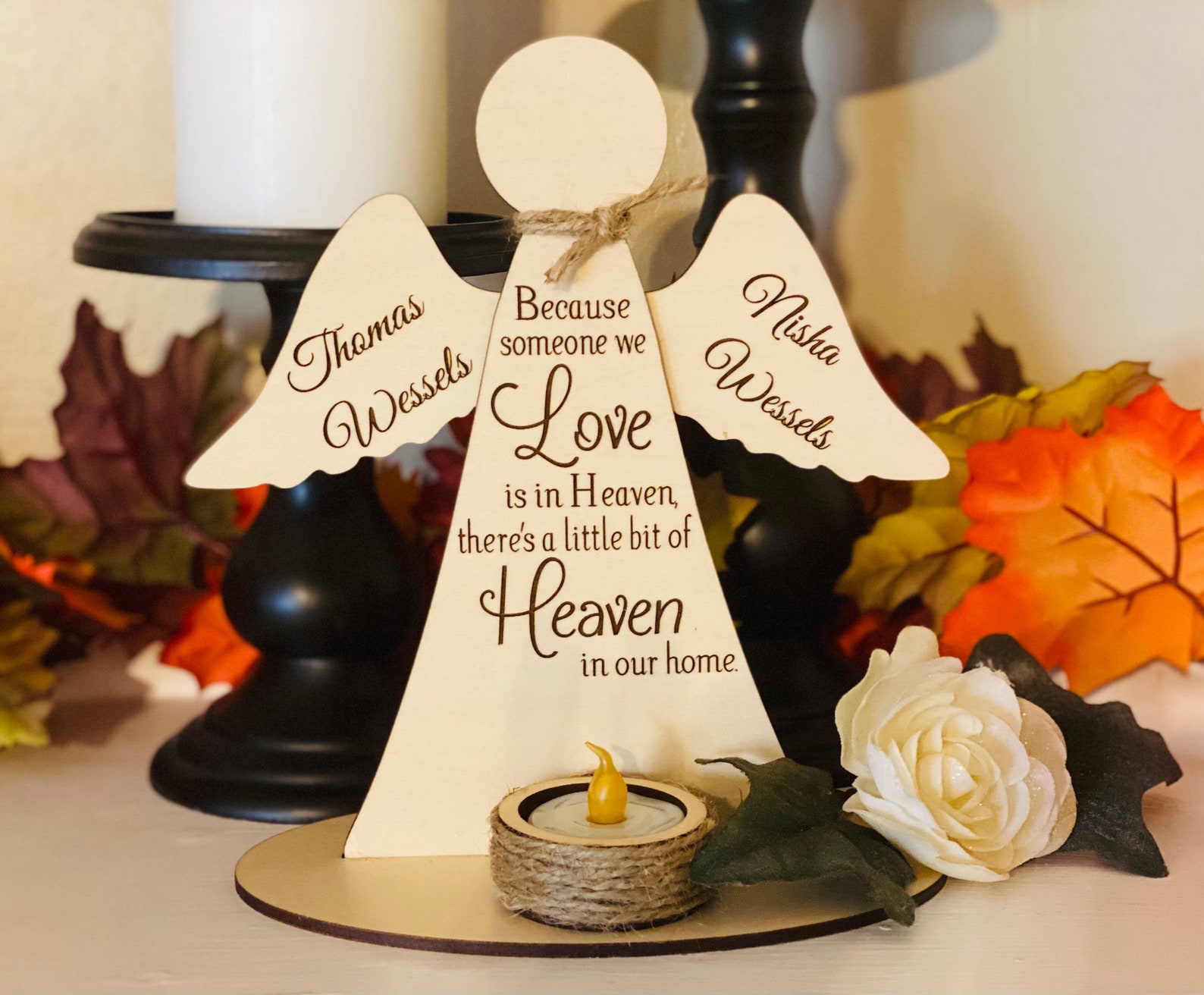 Personalized Memorial Angel with Candle Holder Bereavement Etsy