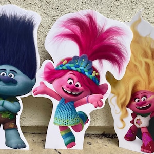Trolle Figur Party Requisiten, Figurenständer, Mohn, Zweig, Viva TROLLS