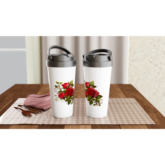 GIFT FOR Co-Worker Grandma Sister Bestie Flowers Gardeners White 15oz Stainless Steel Travel Mug Hot or Cold Drinks