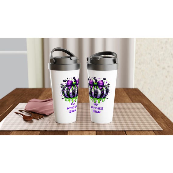 Spook-tacular Halloween Travel Mug - 15oz Stainless Steel - Perfect for Hot or Cold Drinks