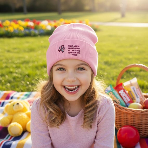 Breast Cancer Awareness Support Adult Knit Beanie