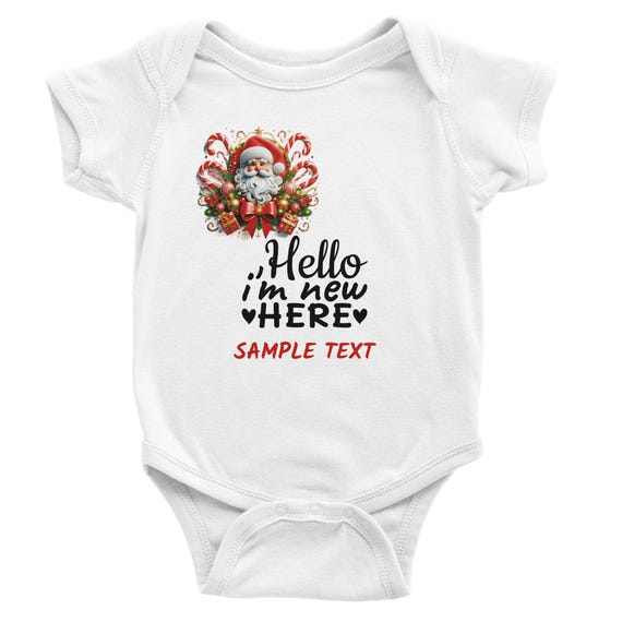 Personalized Christmas Classic Baby Short Sleeve Bodysuit