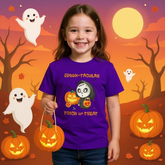 Kids Spooky Halloween Shirt Kids Scary Halloween Shirt Kids Trick or Treat Shirt Classic Kids Crewneck T-shirt  Variety of Colors n Sizes