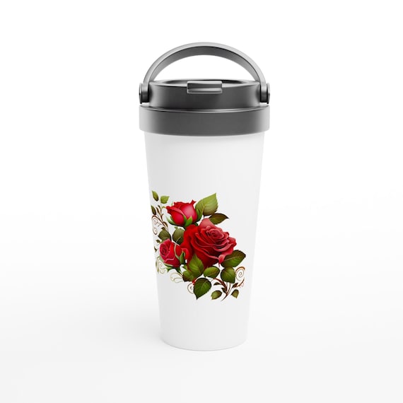 Floral Stainless Steel 15oz Travel Mug Gift for Gardener Co-Worker