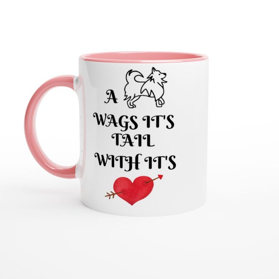 Pet Parents Doggie Mom Puppy Dad White 11oz Ceramic Mug with Color Inside Ceramic Pink