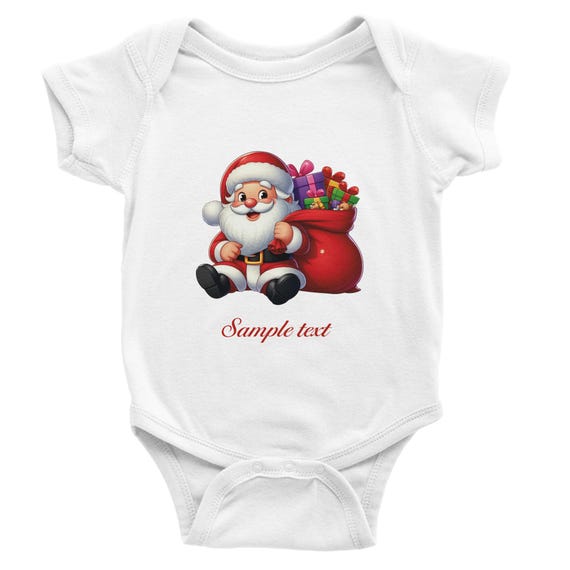 Personalized Christmas Classic Baby Short Sleeve Bodysuit