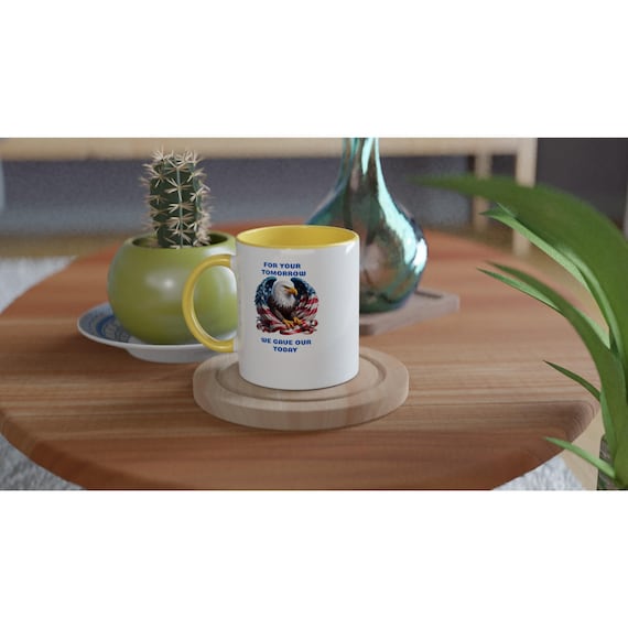 AWESOME NEW COLLECTION 4th of July Fireworks Military Armed Forces Brother Sister White 11oz Ceramic Mug with Color Inside