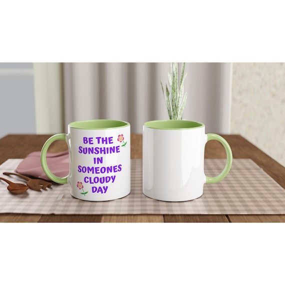 Encouragement Gift Best Friend Gift Birthday Gift Happiness Gift White 11oz Ceramic Mug with Color Inside Variety of Colors