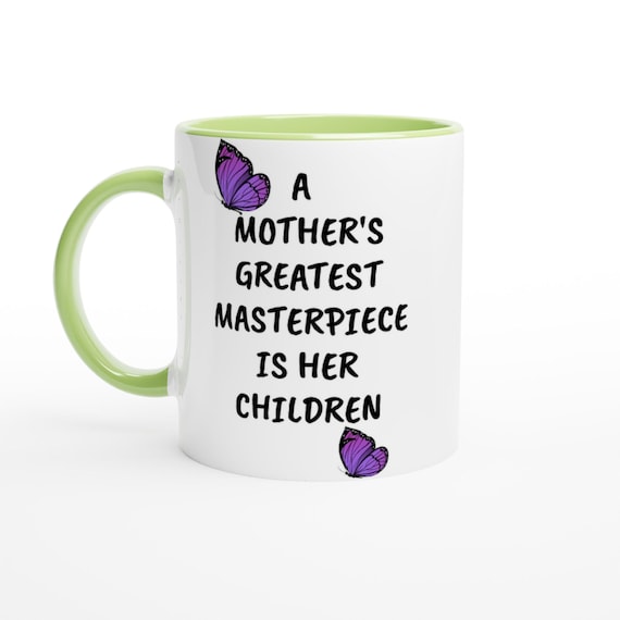 Gift for Mom Grandma Aunt Sister White 11oz Ceramic Mug with Color Inside Ceramic Green
