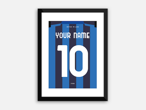 Custom Football Shirt, Inter Milan. Digital Print, Instant Download, Poster,  Art, Gift, Wall Art. Pick Name & Number 