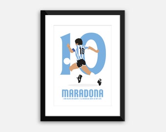 PRINTED: Diego Maradona, Argentina, World Cup, poster, print, wall art, framed in black or white.