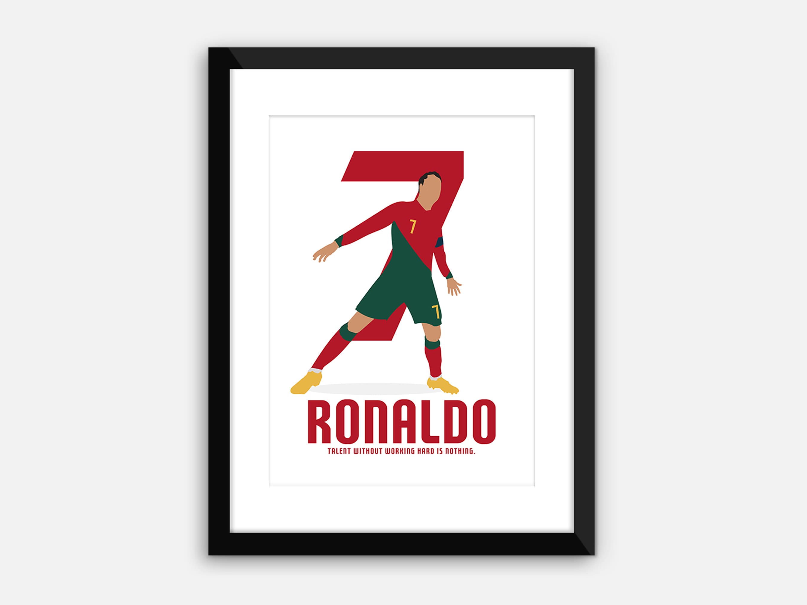 PRINTED: Cristiano Ronaldo, CR7, Portugal, World Cup 2022, poster, print, wall art, framed in black or white.
