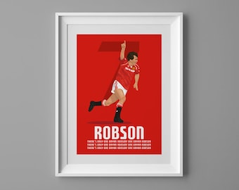 Bryan Robson Manchester United poster print art