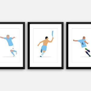 DIGITAL: Sergio Aguero, Vincent Kompany, Erling Haaland, Man City. Digital Print, Instant Download, Poster, Art, Gift.