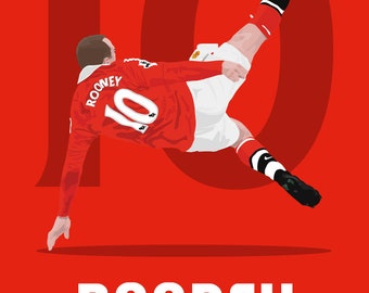 Poster Wayne Rooney Manchester United - Affiche Foot - Tailles A5 à A0 - NEUF