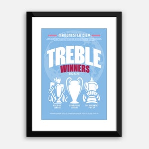 Man City Treble Winners 2022/23 poster print art
