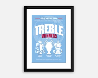 Man City Treble Winners 2022/23 poster print art