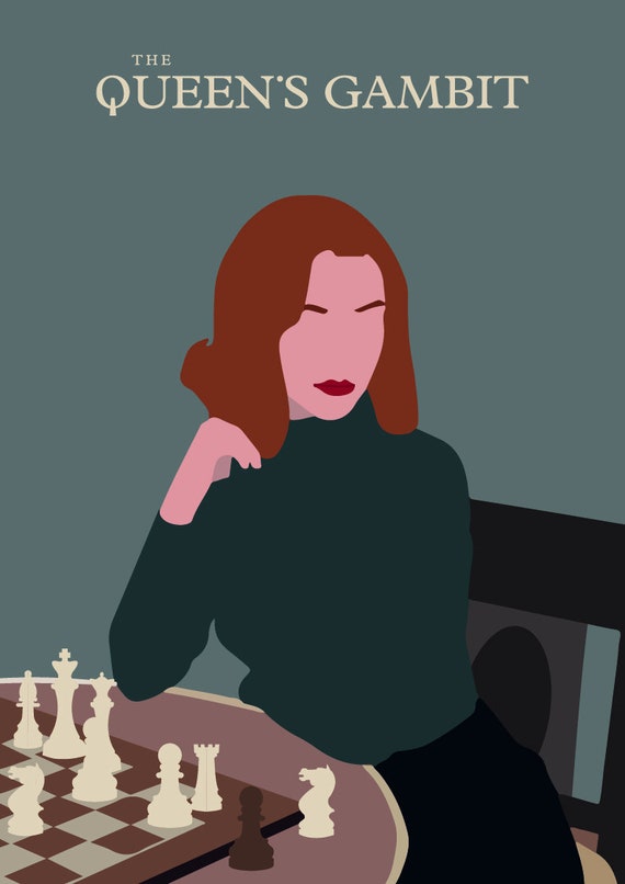 The Magic of Queens Gambit on a Chess Poster Handmade Prints 