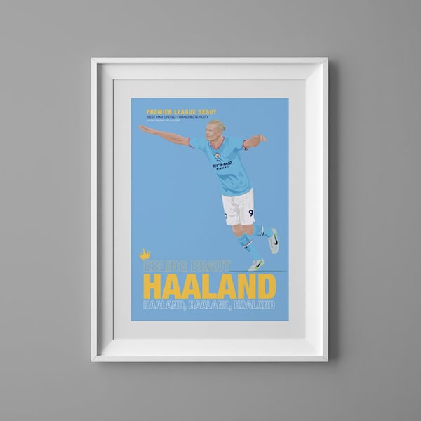 Erling Braut Haaland Man City poster print art