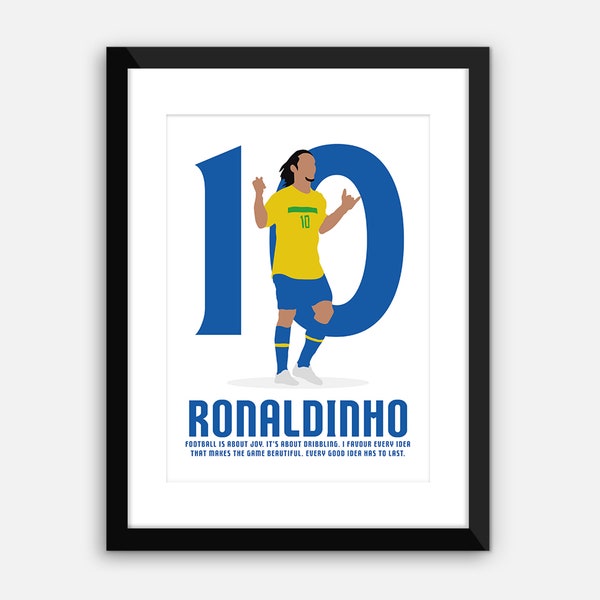 DIGITAL: Ronaldinho, Brazil, World Cup, 10. Instant Download, Digital Print, Poster, Art, Gift, Wall Art.