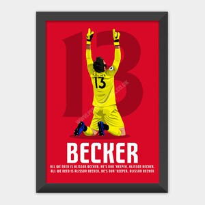 IMPRESSO: Arte de impressão de pôster de Alisson Becker Liverpool
