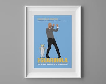 Pep Guardiola Man City poster print art