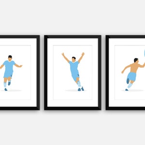 DIGITAL: Sergio Aguero, Man City, Set of Three Pictures. Digital Print, Instant Download, Poster, Art, Gift, Wall Art.