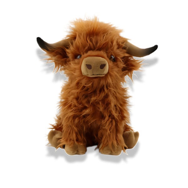 Kyloe Cream Highland Cow Plush - Soft Stuffed Animal Doll - Cute Highland Cattle Plushie - Perfect Gift for Kids, Boys, and Girls