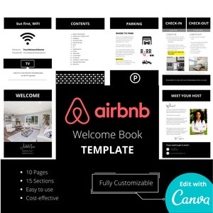 Airbnb Welcome Book | Airbnb Guest Book | Vacation Rental | VRBO Book | Canva Template
