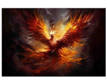 Phoenix Reborn in the Flames Oil Painting Picture Printed On Canvas-Giclée Print-Unique Home Wall Decor-Office Decor-Unique Gift-III