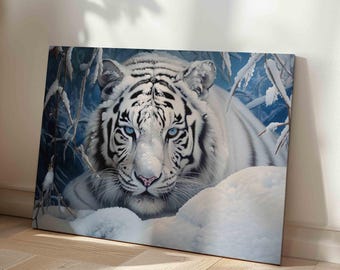ホワイトタイガーの水彩画 - サイン入り限定版野生動物アート - Etsy 日本