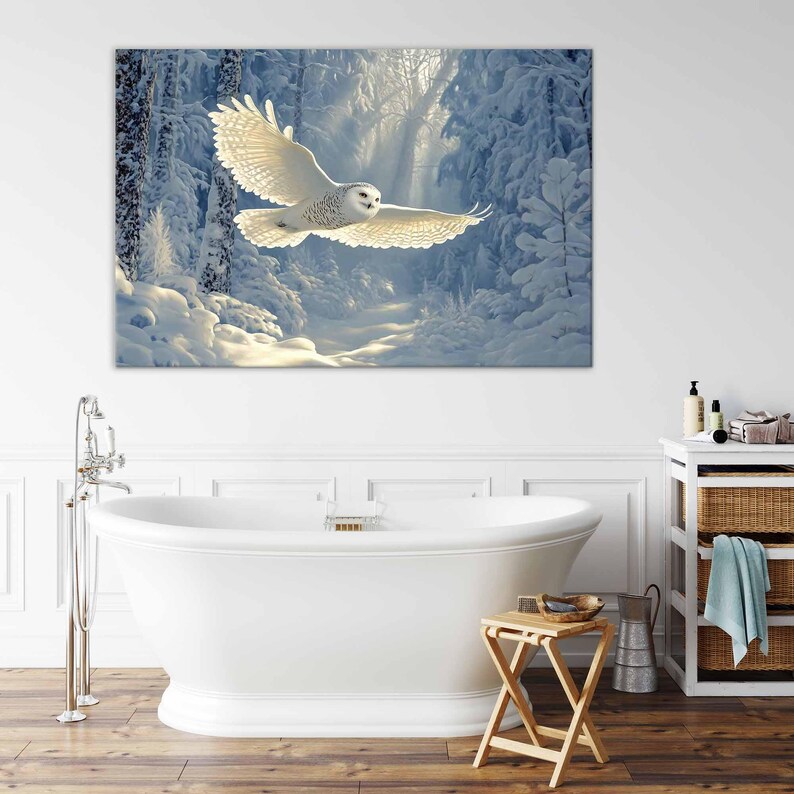 Snowy Owl Print: Winter Landscape Wall Art - Etsy