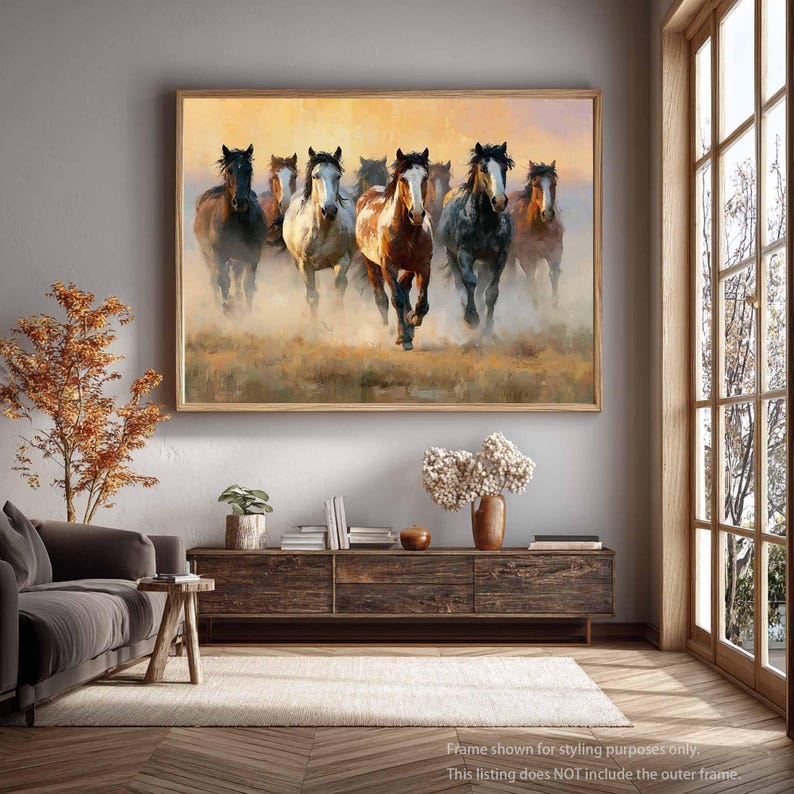 running-wild-horses-canvas-wall-art-equestrian-herd-print-with-oil