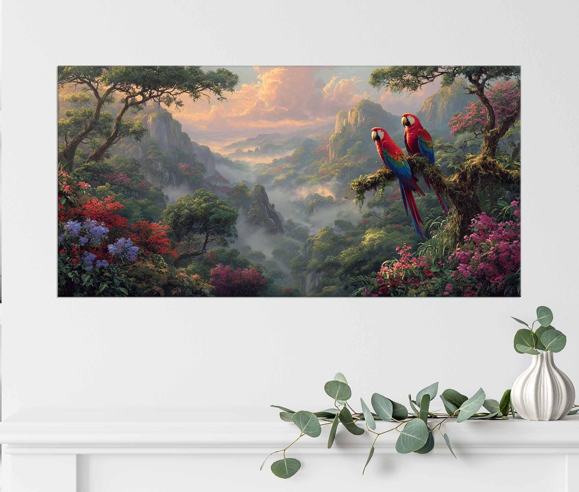 Two Parrots Painting - Etsy