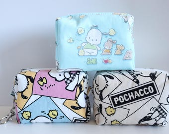 Kawaii Puppy Mini Zipper Pouch – 100% Cotton | Travel Organizer for Pills, Coins, Earbuds | 3 Sizes + Key Ring Option