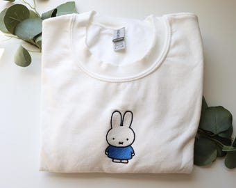 Minimalist Bunny with Headphones Embroidered Sweatshirt