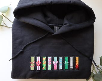 Anime-Inspired Pattern Embroidered Hoodie | Colorful Japanese Streetwear