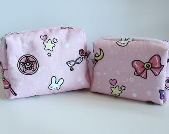 Anime Mini Zipper Pouch – 100% Cotton | Travel Organizer for Pills, Coins, Earbuds | 3 Sizes + Key Ring Option