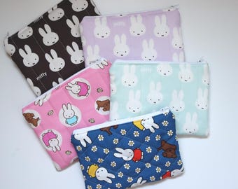 Cute Bunny - Everyday Zippered Pouch / Personalized Embroidery / Gifts / One-Sized Pouch
