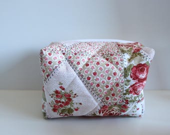 Cute Patchwork Makeup Bag | Cosmetic Pouch | Travel Toiletry Organizer | Zipper Pouch for Purse | Gift