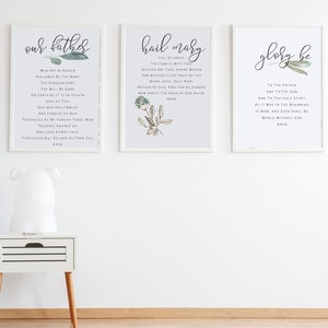 Prayer Digital Print Set in ENGLISH, Our Father, Hail Mary, Glory Be, Catholic Wall Art Digital Print. Kids Prayer Digital Print