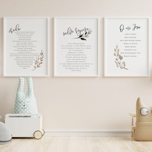 Prayer Digital Print Set in LATIN.  O Mi Iesu, Salve Regina, Credo.  Catholic Wall Art Digital Print.  Kids Prayer Digital Print.  8x10