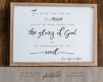 Bach Music Quote Art: Inspirational Music Room Decor (PDF Download)